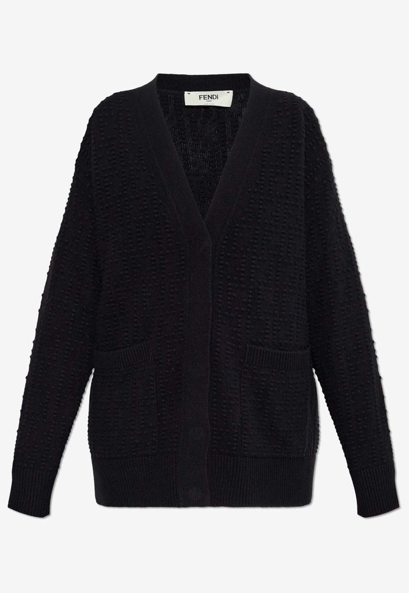 Fendi Wool-Blend Cardigan Black FZE549 AYM0-F0GME