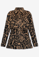Fendi Leopard Print Belted Jacket Brown FJ7561 AVJF-F1T6O