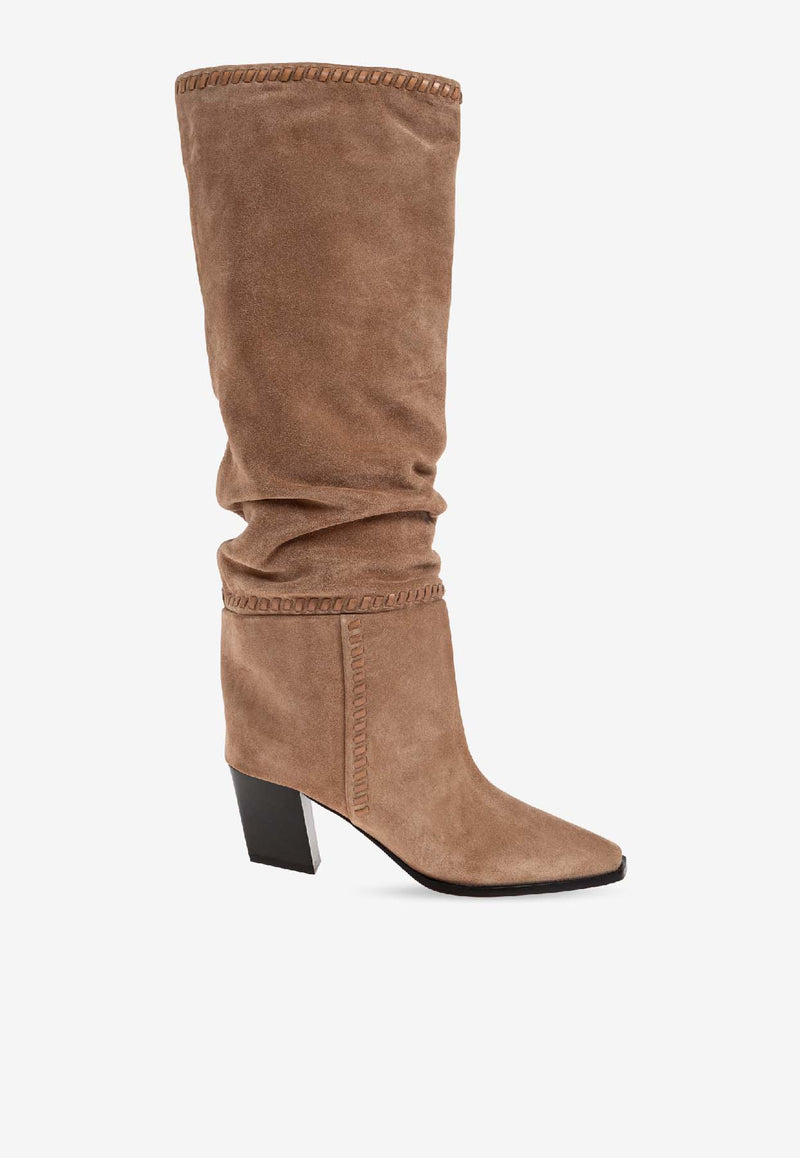 Jimmy Choo Hart 60 Suede Knee-High Boots Beige HART STITCH KB 60 HTW-TOFFEE TOFFEE