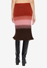 Fendi Mohair and Wool Gradient Midi Skirt Multicolor FZQ994 AYLT-F1TIN