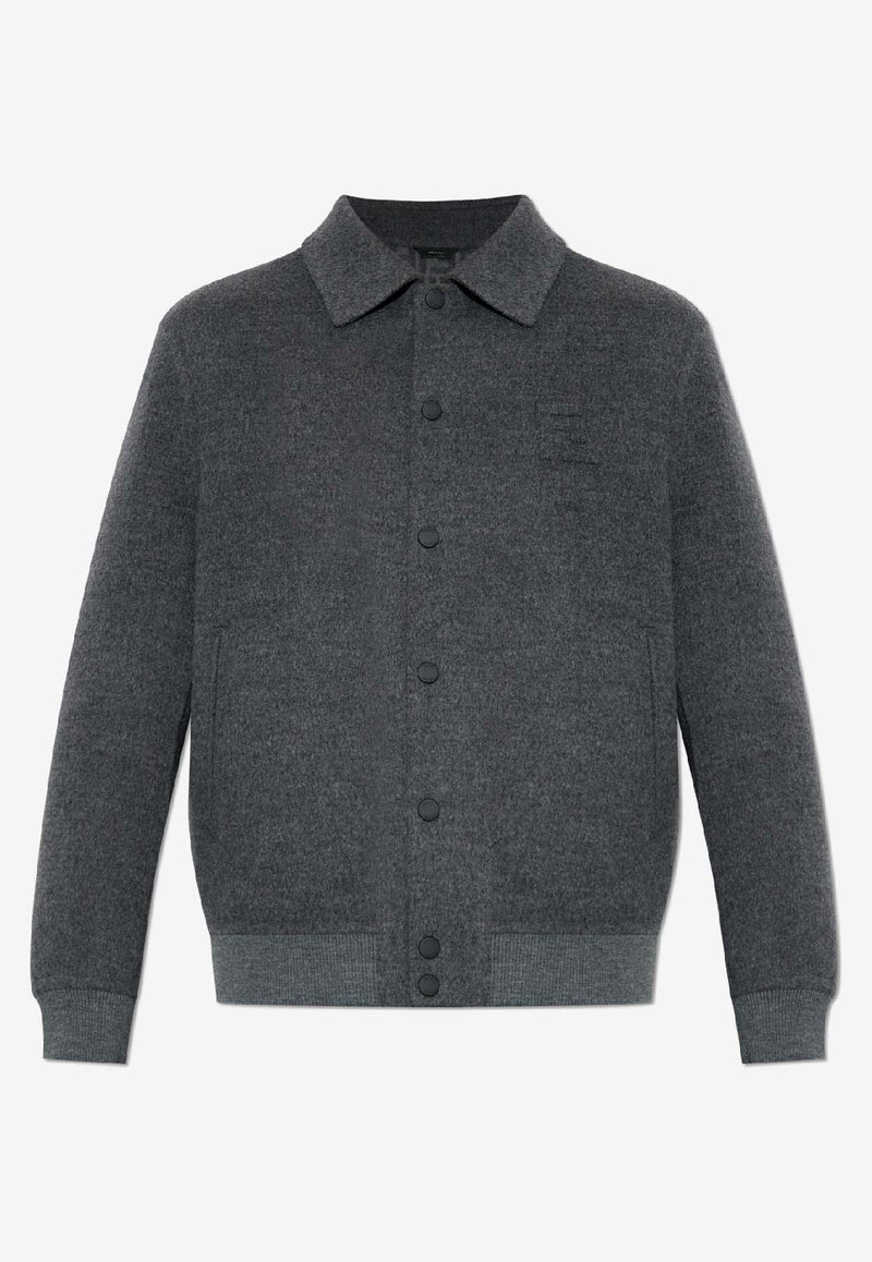 Fendi Embossed-Logo Wool Jacket Gray FW1413 AVIX-F1M2T