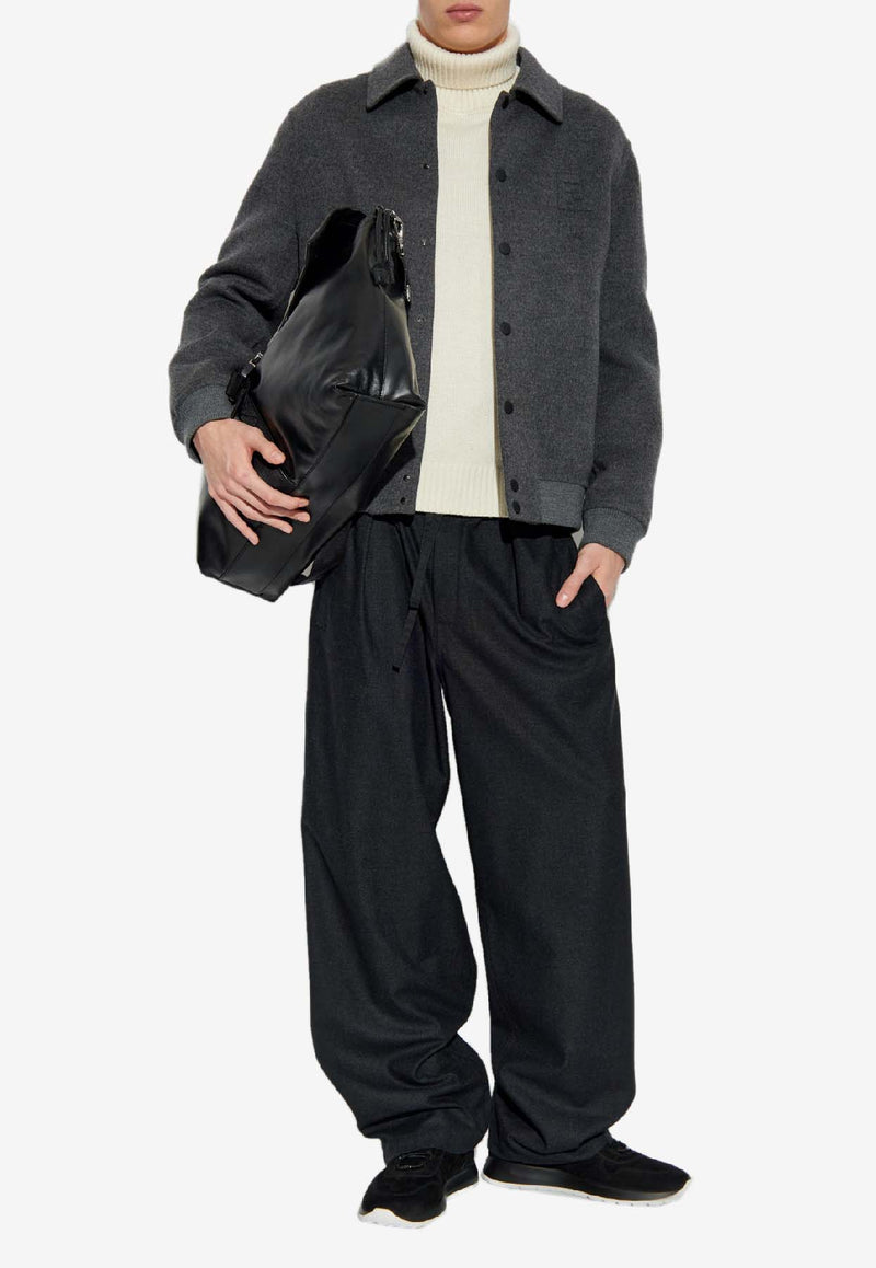 Fendi Embossed-Logo Wool Jacket Gray FW1413 AVIX-F1M2T