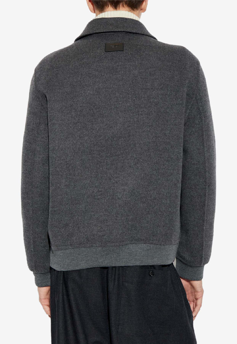 Fendi Embossed-Logo Wool Jacket Gray FW1413 AVIX-F1M2T