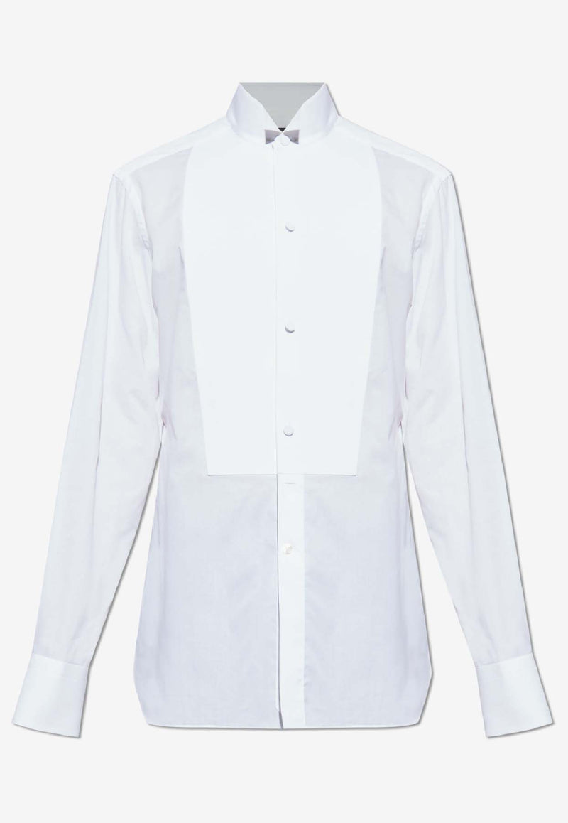 Tom Ford Long-Sleeved Tuxedo Shirt White HFVS01 CGS01-WAA