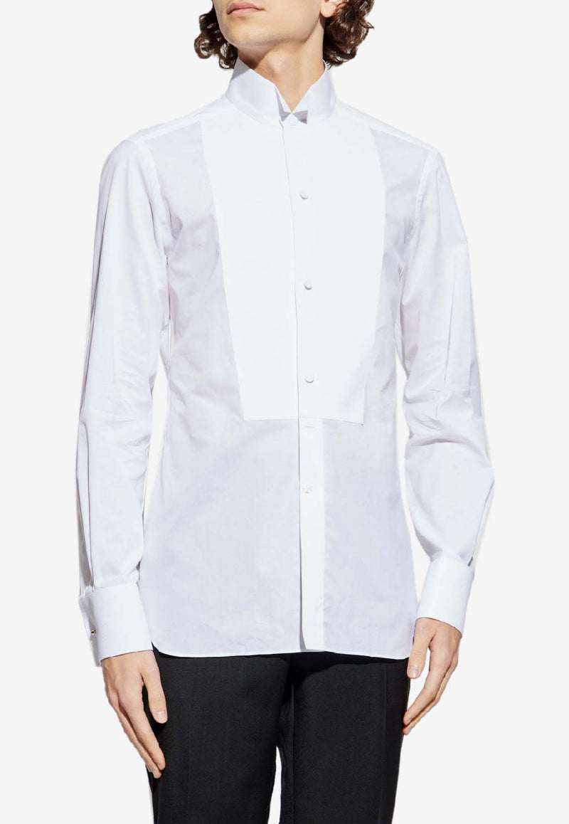 Tom Ford Long-Sleeved Tuxedo Shirt White HFVS01 CGS01-WAA