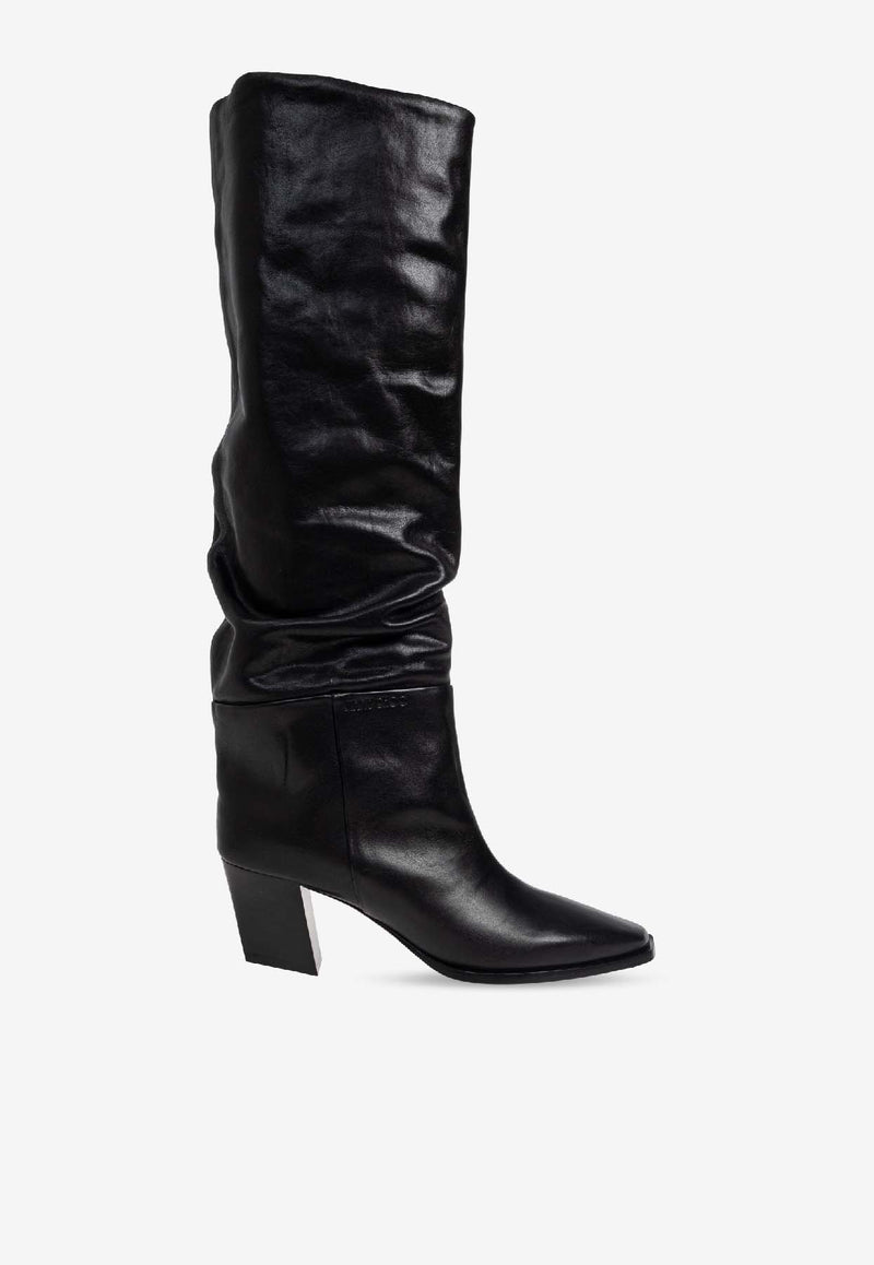 Jimmy Choo Hart 60 Leather Knee-High Boots Black HART KB 60 WLZ-BLACK