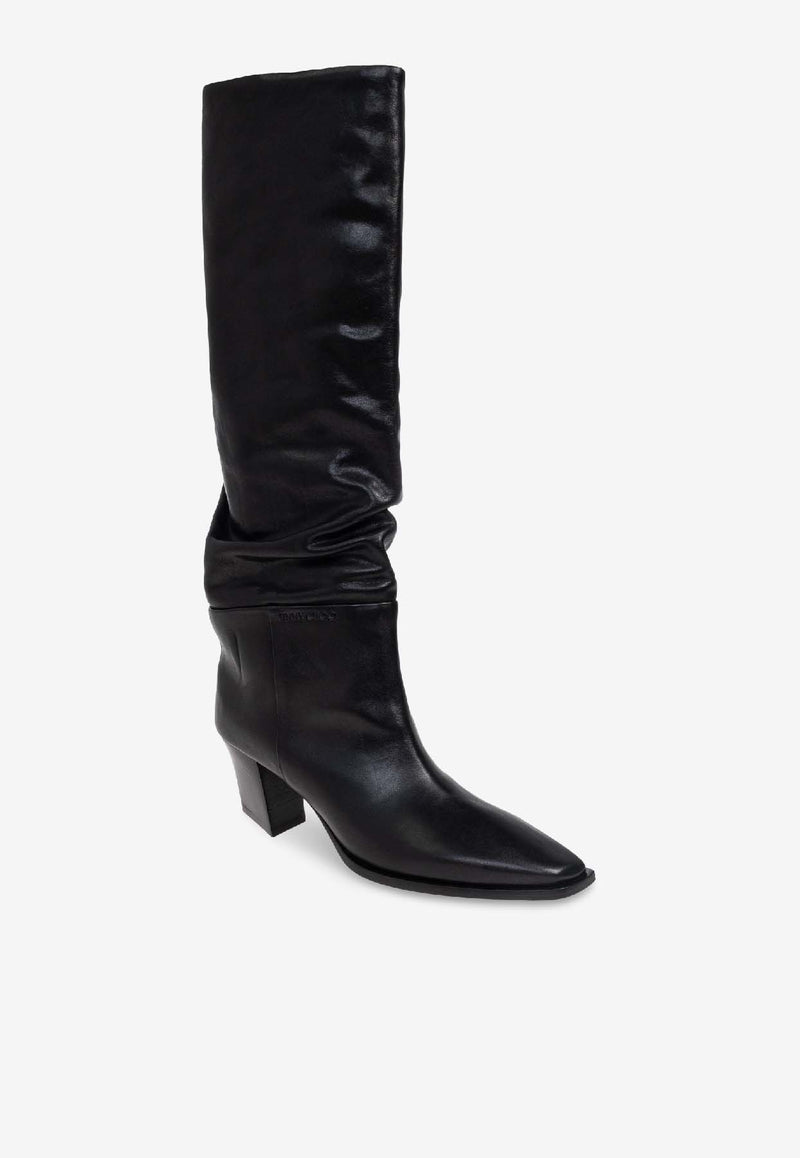 Jimmy Choo Hart 60 Leather Knee-High Boots Black HART KB 60 WLZ-BLACK