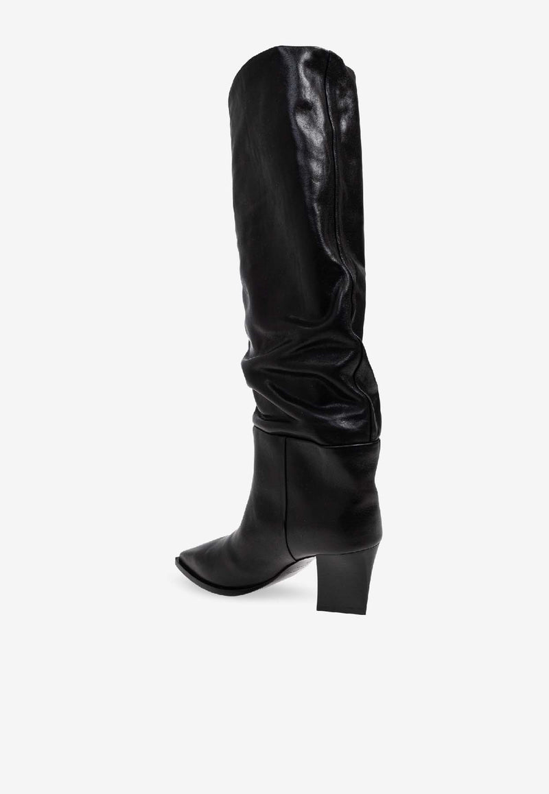 Jimmy Choo Hart 60 Leather Knee-High Boots Black HART KB 60 WLZ-BLACK