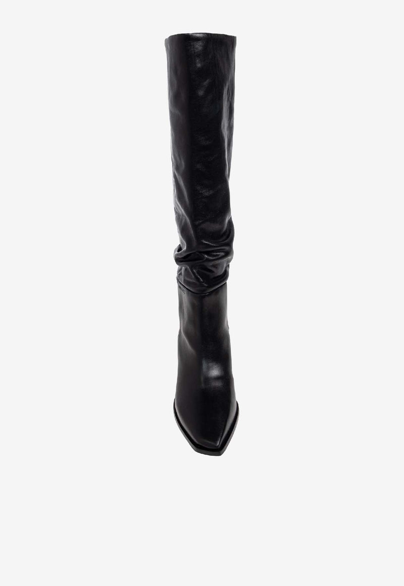 Jimmy Choo Hart 60 Leather Knee-High Boots Black HART KB 60 WLZ-BLACK