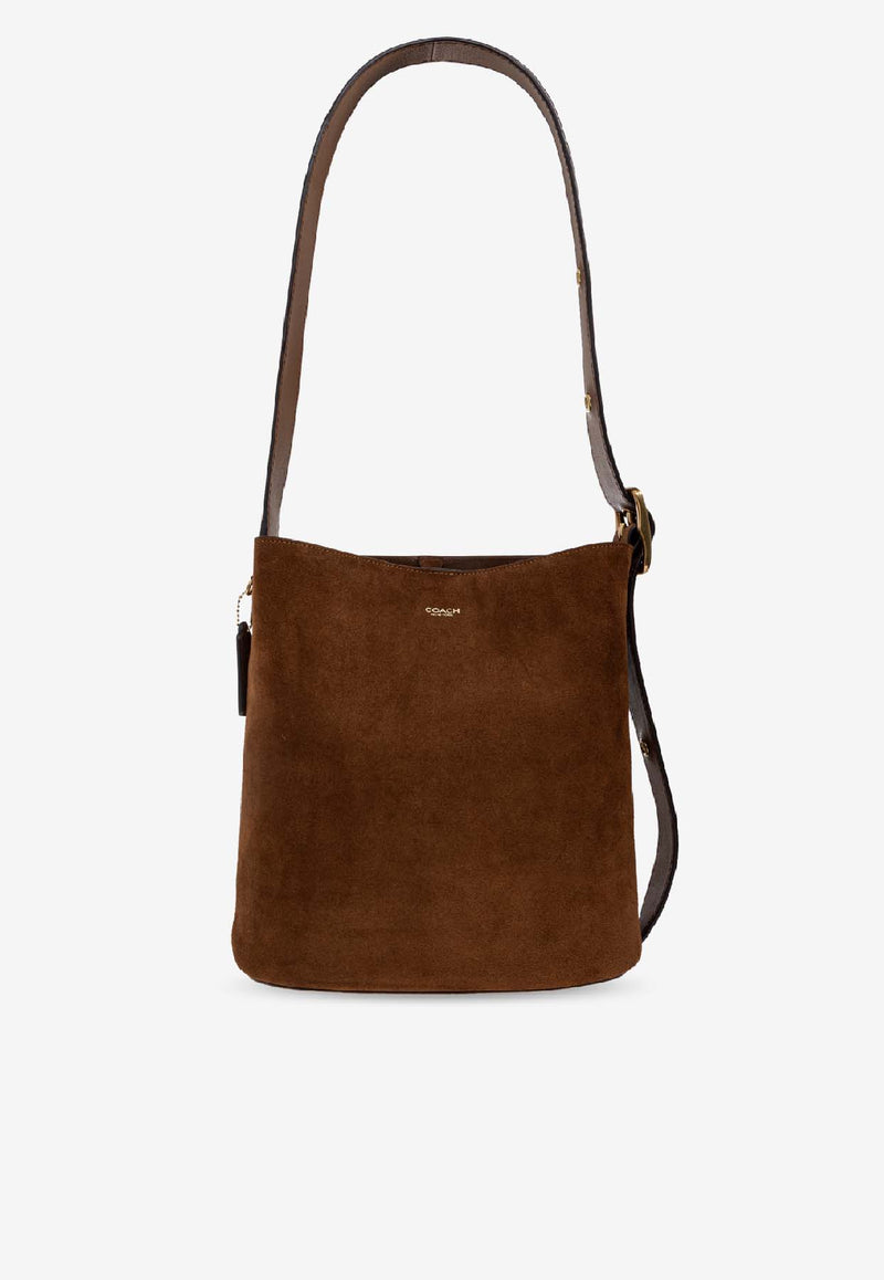 Coach Bleecker Suede Bucket Bag Brown CCC24 0-B4WBR