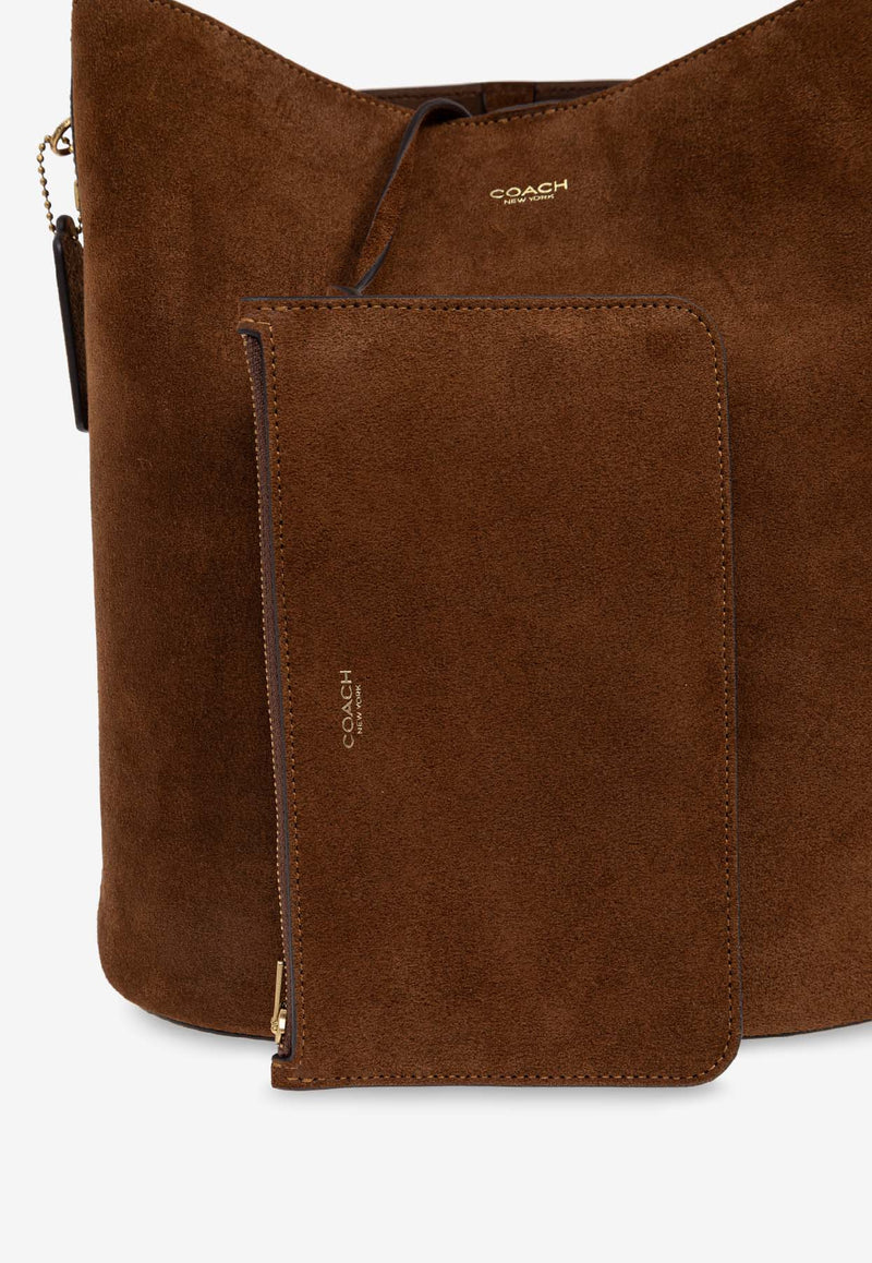 Coach Bleecker Suede Bucket Bag Brown CCC24 0-B4WBR