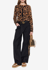 Fendi Leopard Print Cardigan Brown FZE548 AYLZ-F1T6O