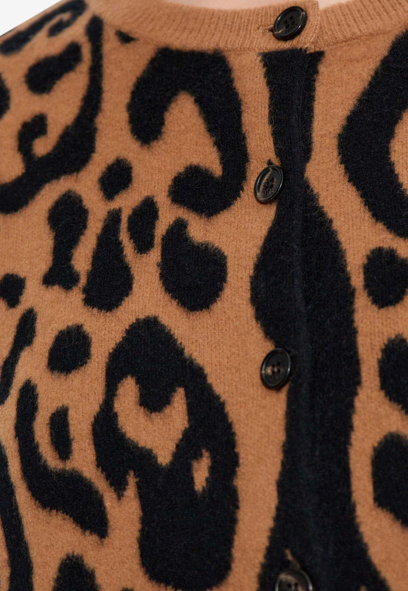 Fendi Leopard Print Cardigan Brown FZE548 AYLZ-F1T6O