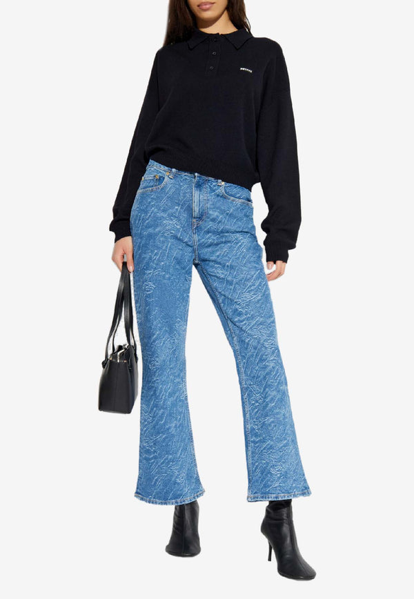 GANNI Marbled Flared Jeans Blue J1730 6984-566