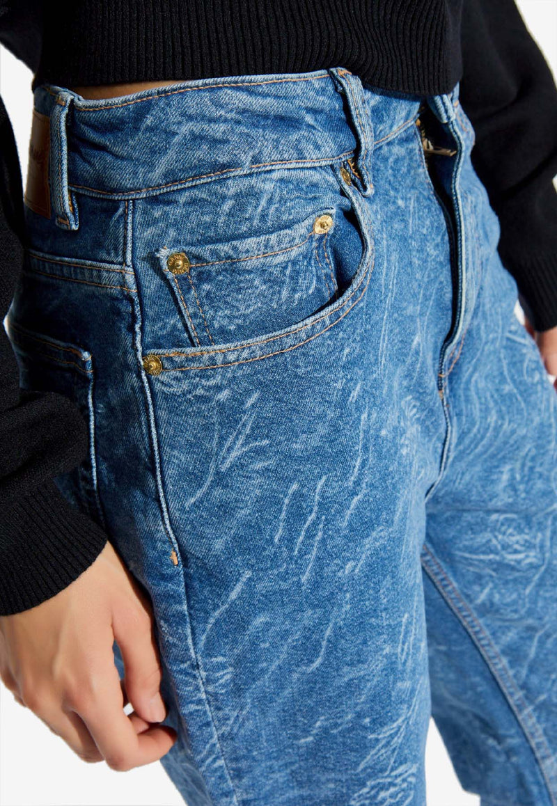 GANNI Marbled Flared Jeans Blue J1730 6984-566