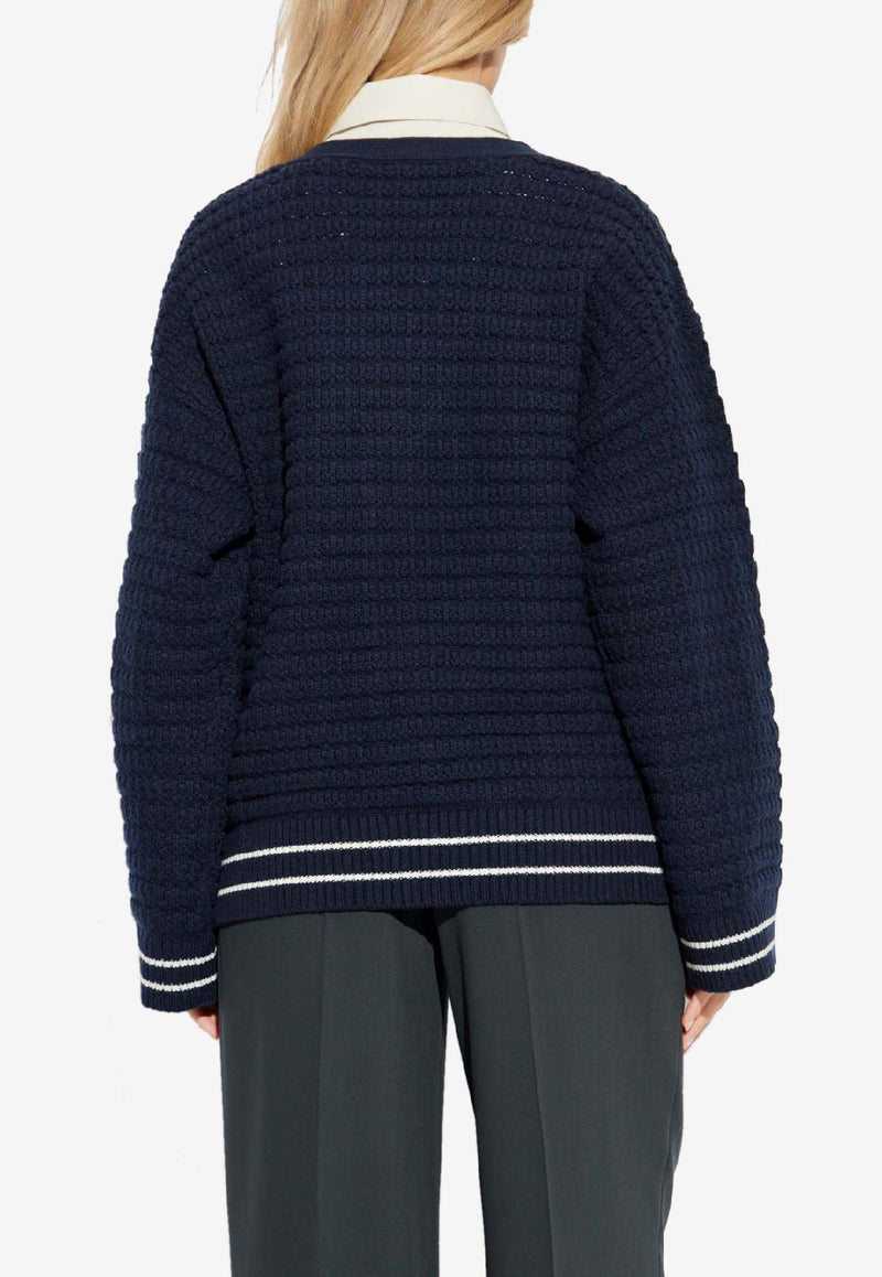 GANNI V-neck Knitted Cardigan Navy K2634 2733-683