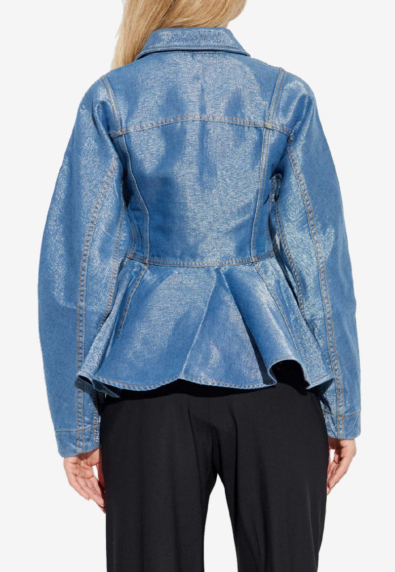 GANNI Peplum Denim Shirt Blue J1912 7087-566