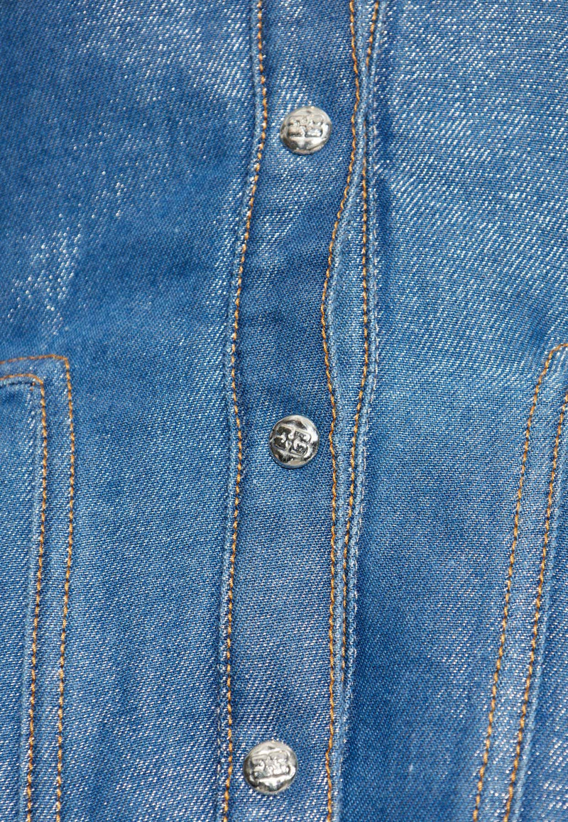 GANNI Peplum Denim Shirt Blue J1912 7087-566