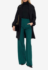 Max Mara Wide-Leg Wool Tailored Pants Green FERNET 2521136121-007