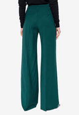 Max Mara Wide-Leg Wool Tailored Pants Green FERNET 2521136121-007