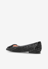 Roger Vivier Gommettine Pointed-Toe Flats Black RVW57537410UMY 0-B999