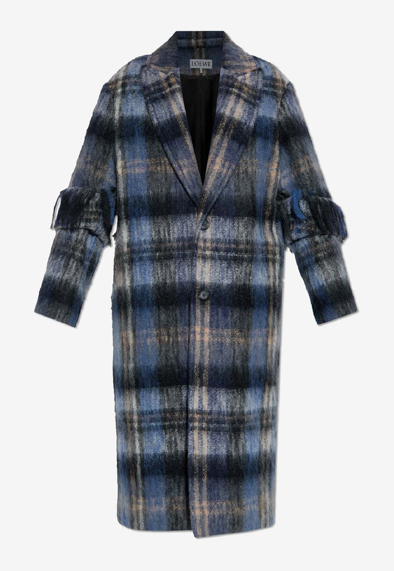 Loewe Tartan Check Single-Breasted Coat Multicolor S540Y01XBH 0-BLUE MULTICOLOR