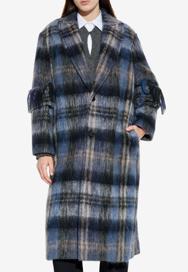 Loewe Tartan Check Single-Breasted Coat Multicolor S540Y01XBH 0-BLUE MULTICOLOR