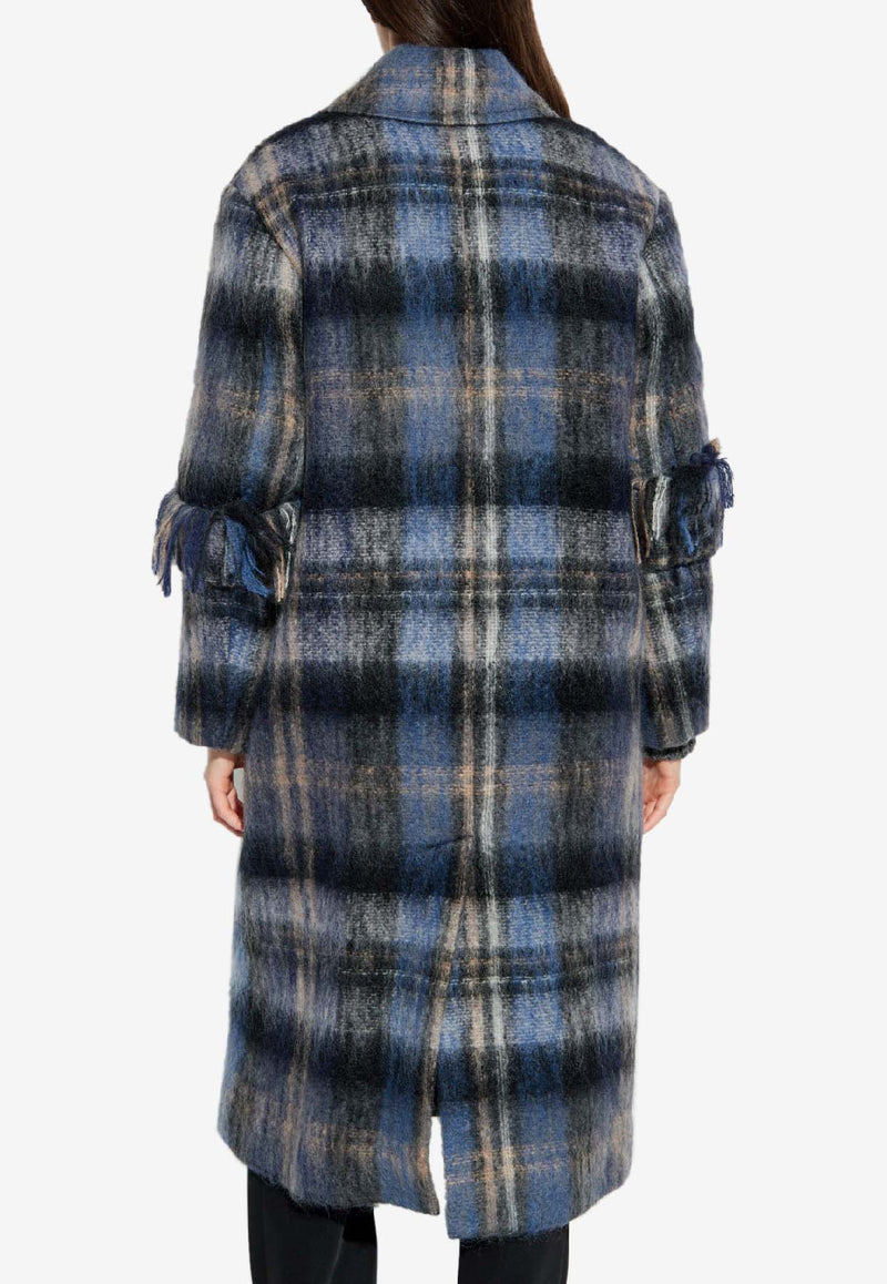 Loewe Tartan Check Single-Breasted Coat Multicolor S540Y01XBH 0-BLUE MULTICOLOR