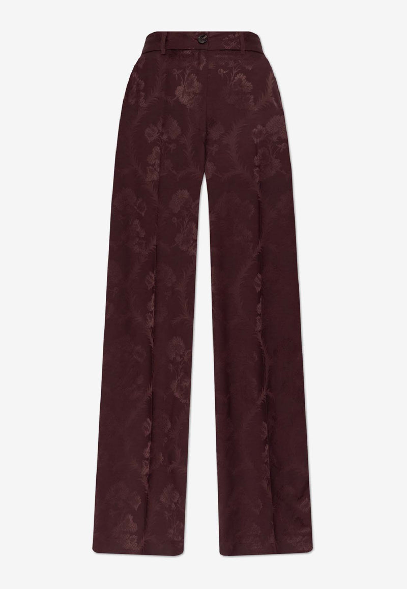 Etro Botanical Jacquard Pants Burgundy WREA0065 99TJB41-M5039