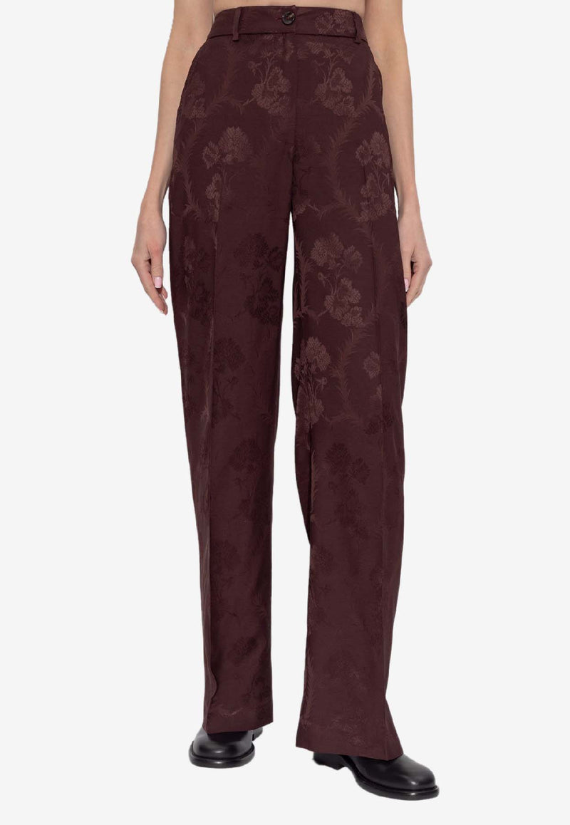 Etro Botanical Jacquard Pants Burgundy WREA0065 99TJB41-M5039