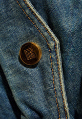 Balmain Shearling-Trimmed Denim Jacket Blue FH0TFB01 DG04-SFG