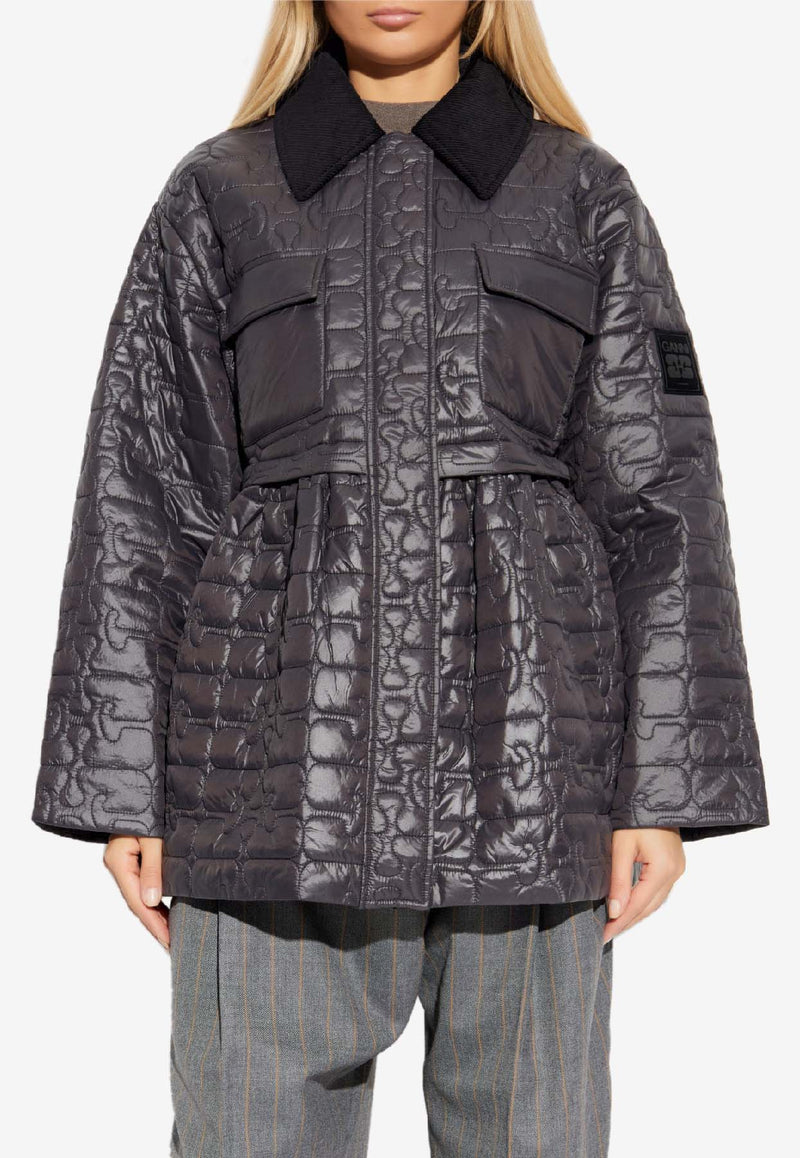 GANNI Oversized Quilted Jacket Gray W0964 6905-252
