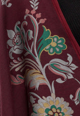 Etro Wool-Blend Floral Jacquard Cape Burgundy WRBD0004 AQ285-X0866