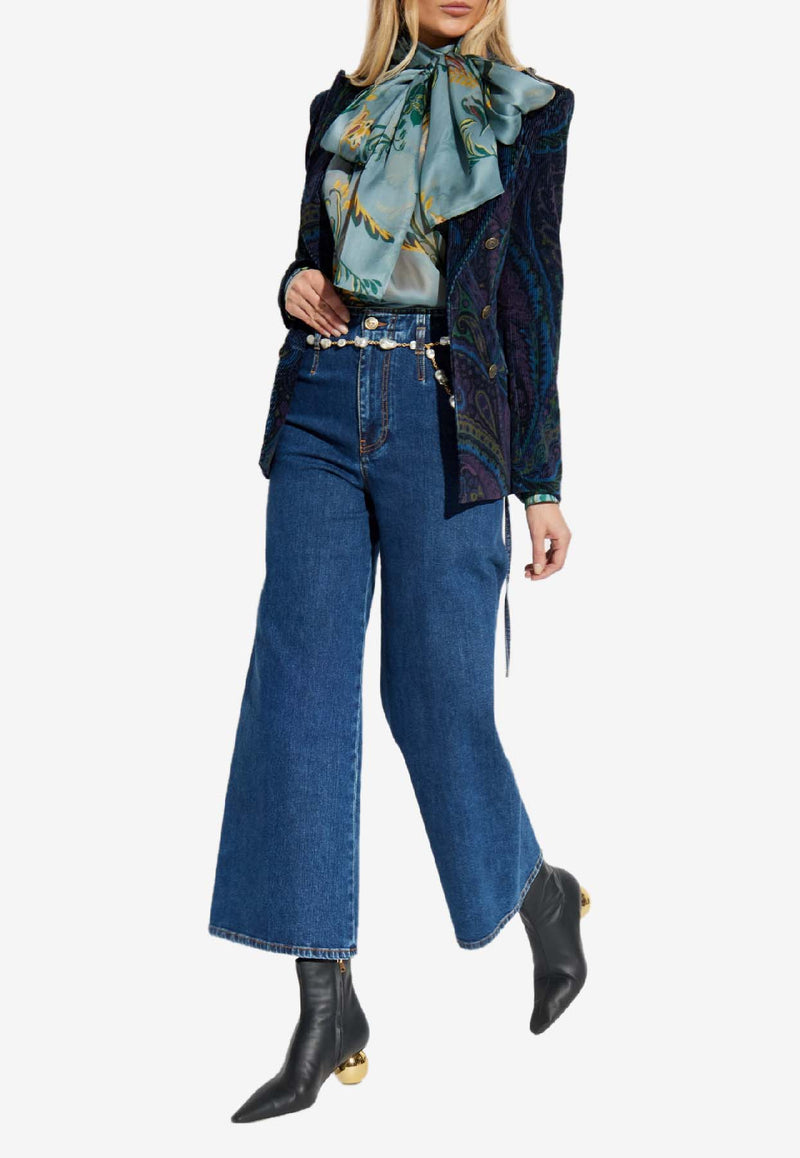 Etro Floral Print Silk Blouse Blue WRJA0150 99SA1M0-X0881