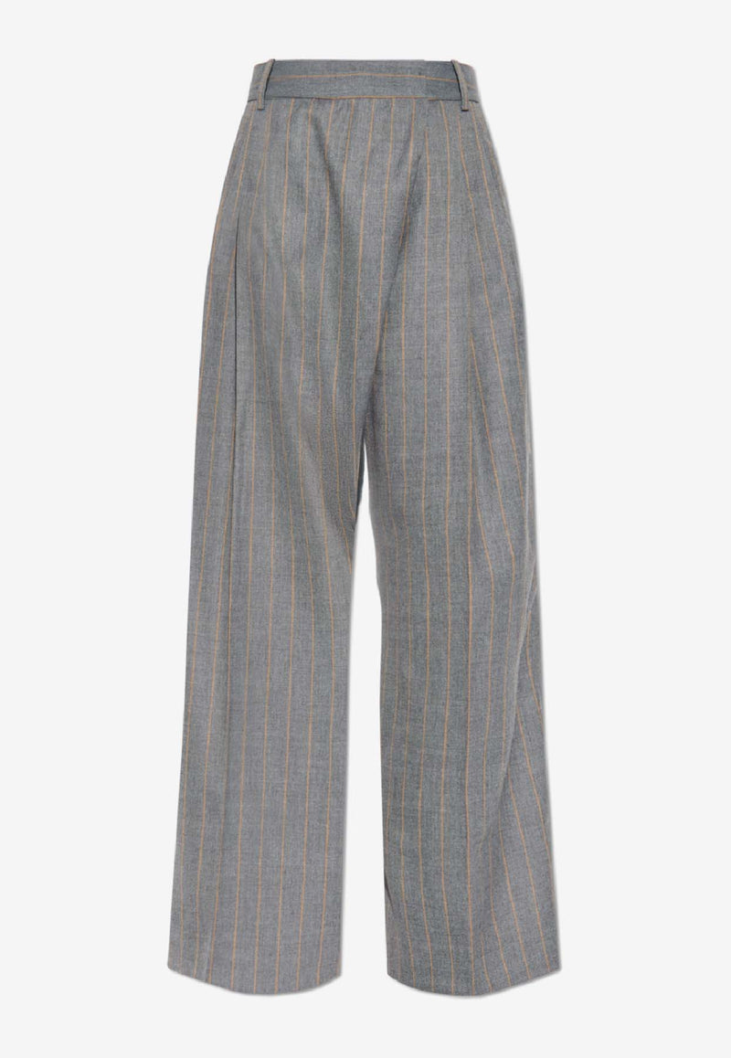 GANNI Striped Tailored Pants Gray W0761 7013-205