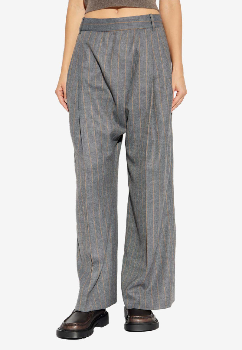 GANNI Striped Tailored Pants Gray W0761 7013-205
