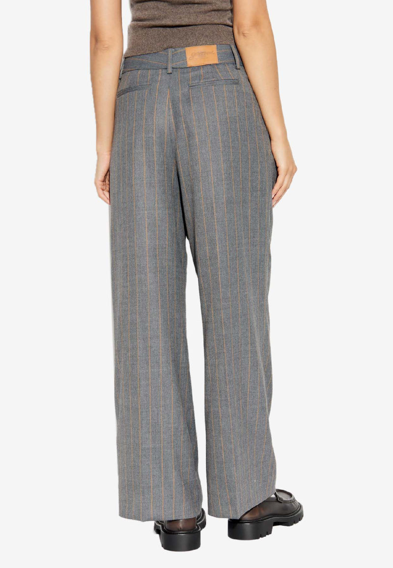 GANNI Striped Tailored Pants Gray W0761 7013-205