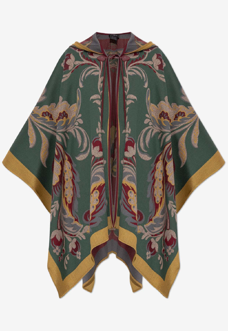 Etro Wool-Blend Floral Jacquard Cape Multicolor WRBD0027 AQ291-X0826