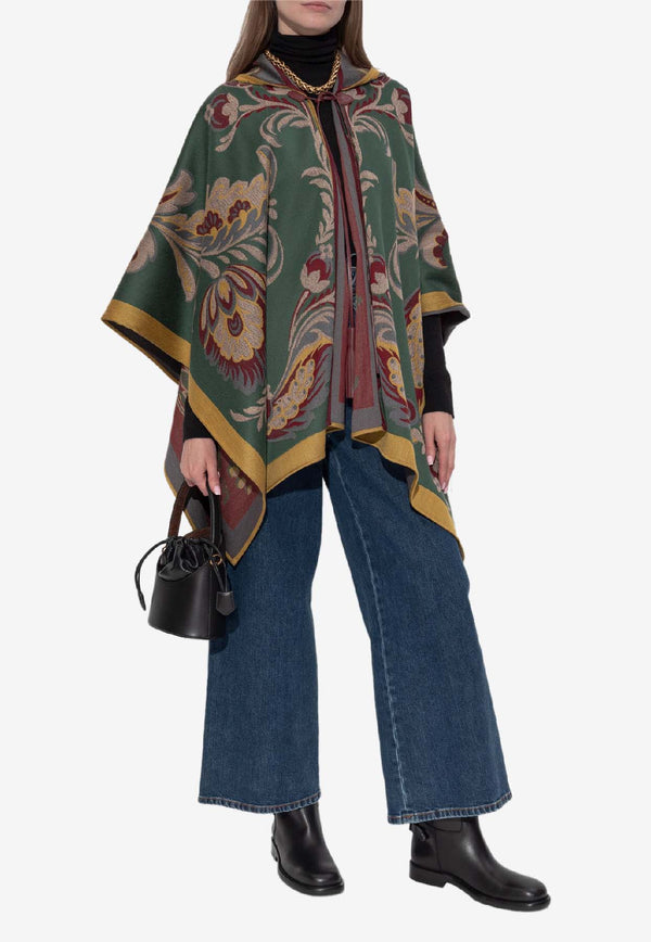 Etro Wool-Blend Floral Jacquard Cape Multicolor WRBD0027 AQ291-X0826