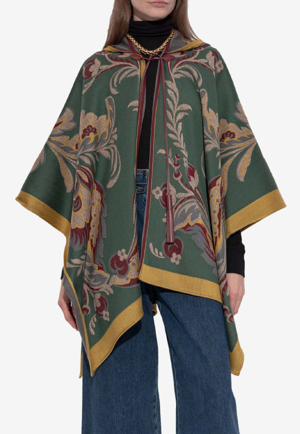 Etro Wool-Blend Floral Jacquard Cape Multicolor WRBD0027 AQ291-X0826