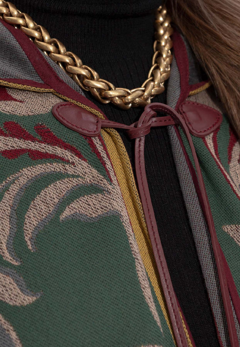 Etro Wool-Blend Floral Jacquard Cape Multicolor WRBD0027 AQ291-X0826