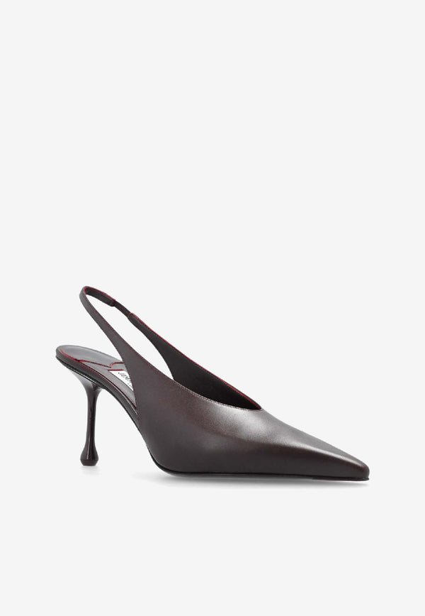 Jimmy Choo Isa 80 Calf Leather Slingback Pumps Burgundy ISA 80 CLF-DEEP MERLOT