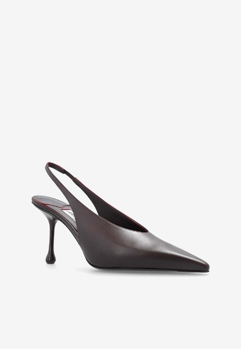 Jimmy Choo Isa 80 Calf Leather Slingback Pumps Burgundy ISA 80 CLF-DEEP MERLOT