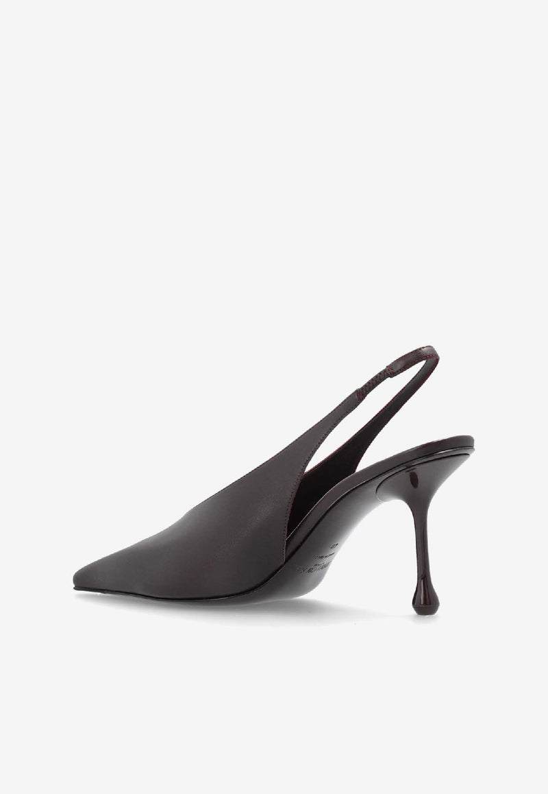 Jimmy Choo Isa 80 Calf Leather Slingback Pumps Burgundy ISA 80 CLF-DEEP MERLOT