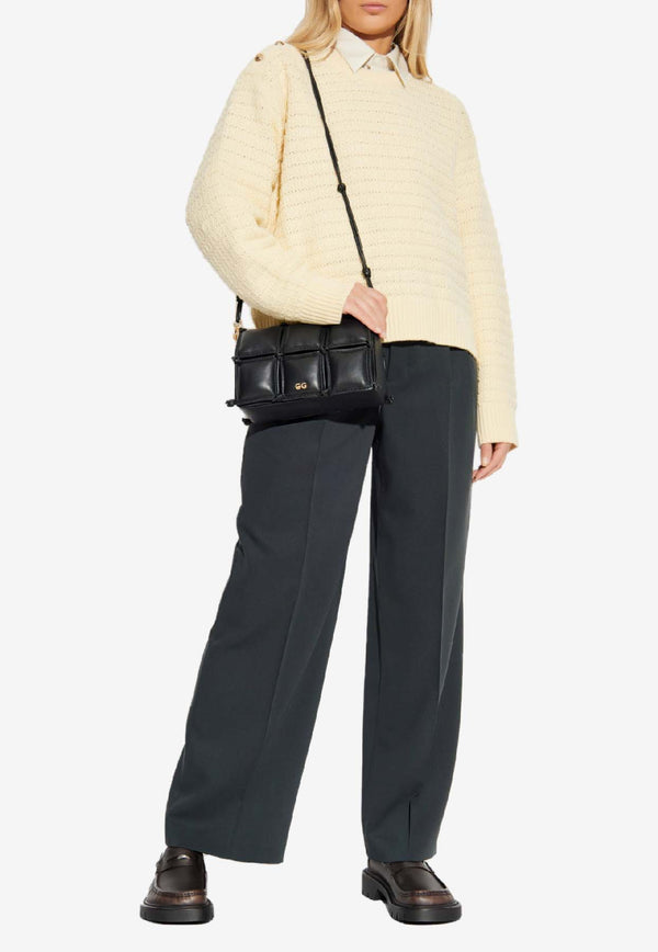 GANNI Wool-Blend Knit Sweater Cream K2607 2733-054