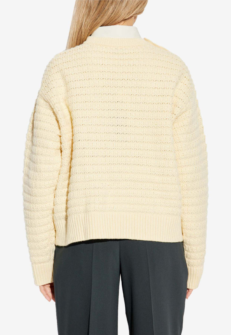 GANNI Wool-Blend Knit Sweater Cream K2607 2733-054