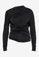 GANNI Asymmetric Long-Sleeved Top Black T4393 3733-099