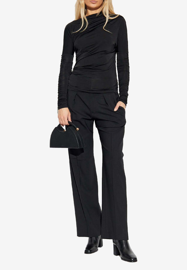 GANNI Asymmetric Long-Sleeved Top Black T4393 3733-099