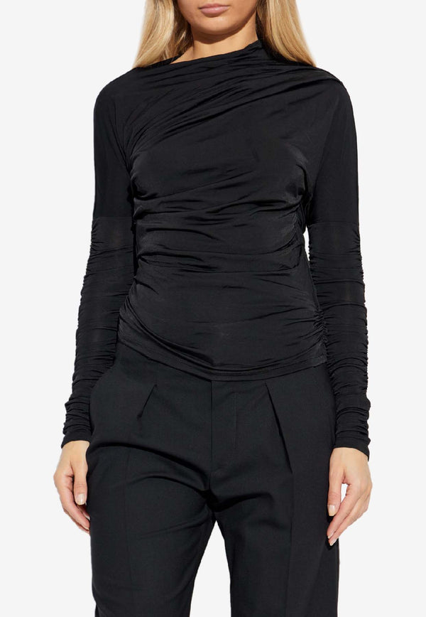 GANNI Asymmetric Long-Sleeved Top Black T4393 3733-099