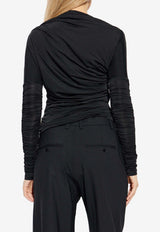 GANNI Asymmetric Long-Sleeved Top Black T4393 3733-099